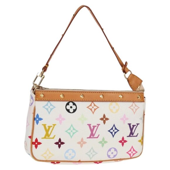 LOUIS VUITTON Multicolor Pochette Accessoires Pouch White M92649 LV Auth 129011V - Picture 1 of 16
